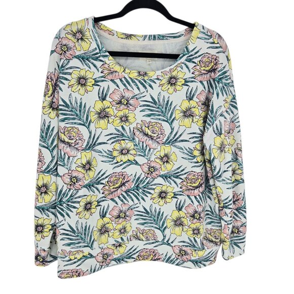 Lou and grey womens size large tropical floral terry cloth pullover sweatshirt - Picture 1 of 8